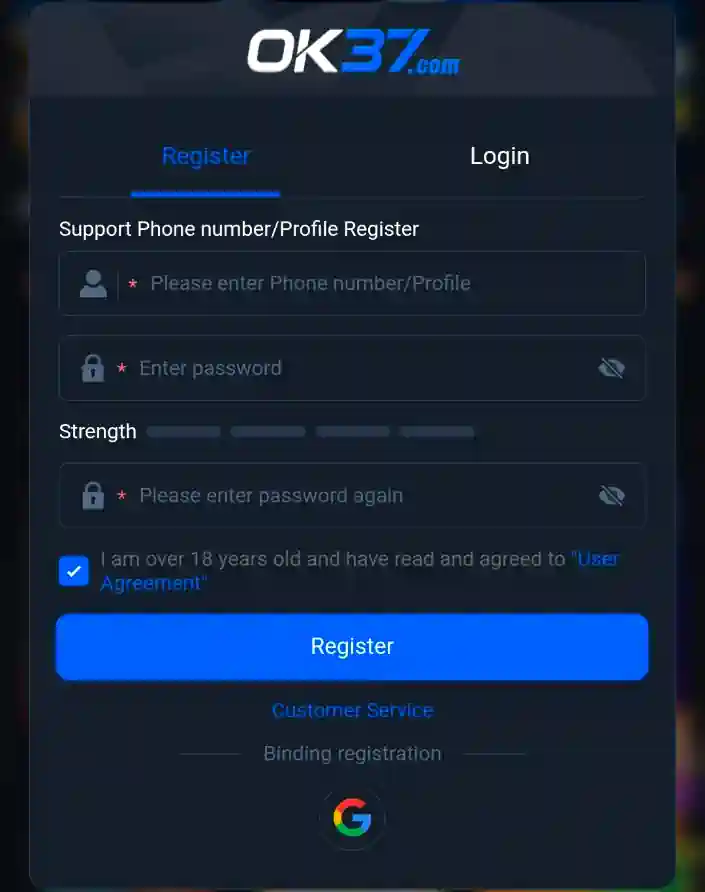 ok37 game register 