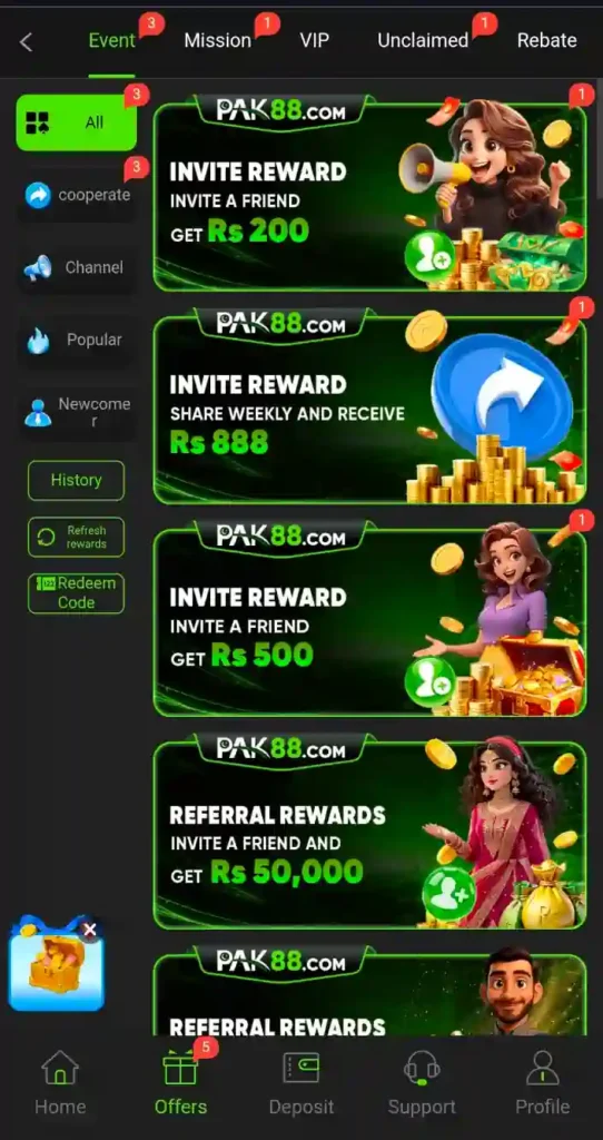 Pak88 game offers